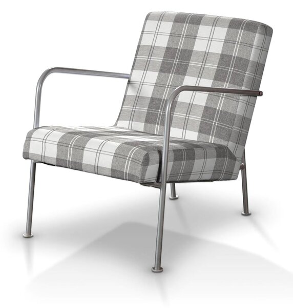 Pokrowiec na fotel Ikea PS kolor szary tkanina strukturalna, wzorzysta