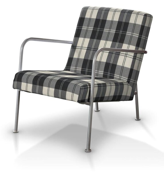 Pokrowiec na fotel Ikea PS kolor czarny tkanina strukturalna, wzorzysta