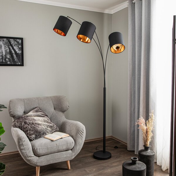 Lampa Podłogowa Lindby, Nanika, czarny, salon, metal, nowoczesny