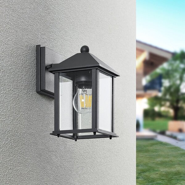Zewnętrzna Lampa Lindby, Giavanna, ściemnialny, czarny, balkon, szkło, nowoczesny