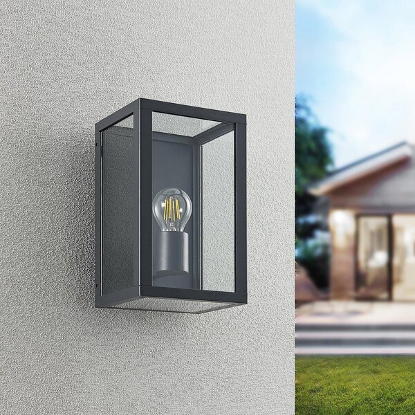 Zewnętrzna Lampa Lindby, Giavanna, ściemnialny, czarny, taras, szkło, nowoczesny