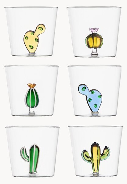 Komplet ręcznie wykonanych szklanek ze szkła borokrzemowego Desert Plants, 6 elem