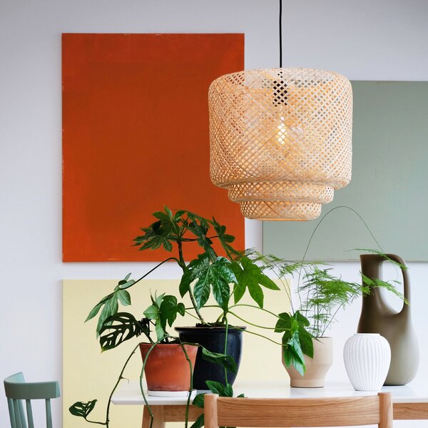 Lampa Wisząca Dyberg Larsen, Boom, ściemnialny, drewniany, salon, bambus, skandynawski