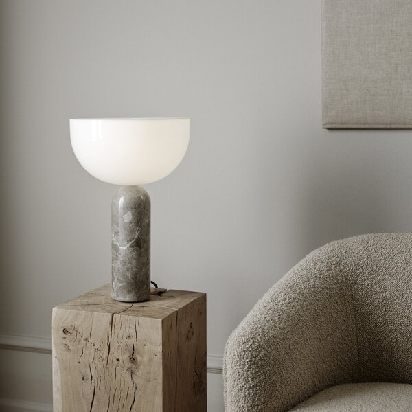 Lampa Stołowa New Works, Kizu Large, szary, salon, kamień, design