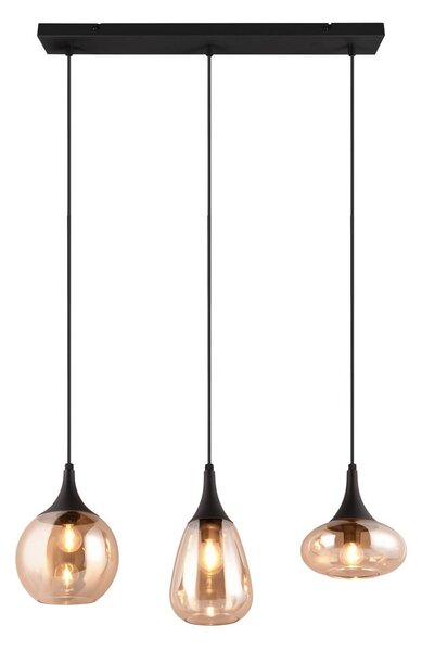Czarno-pomarańczowa lampa wisząca ze szklanym kloszem Lumina – Trio