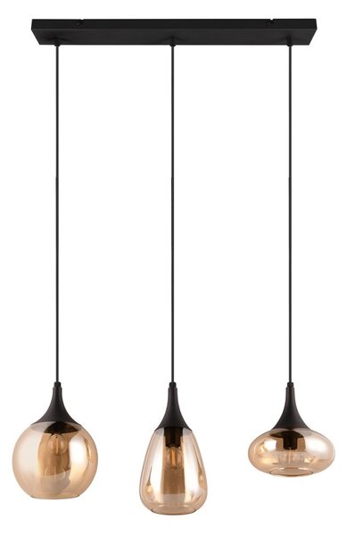 Czarno-pomarańczowa lampa wisząca ze szklanym kloszem Lumina – Trio
