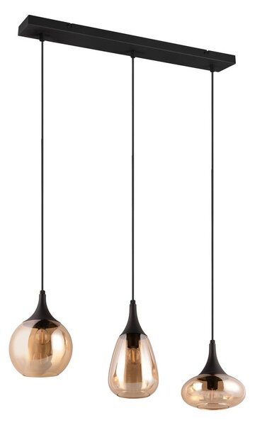 Czarno-pomarańczowa lampa wisząca ze szklanym kloszem Lumina – Trio