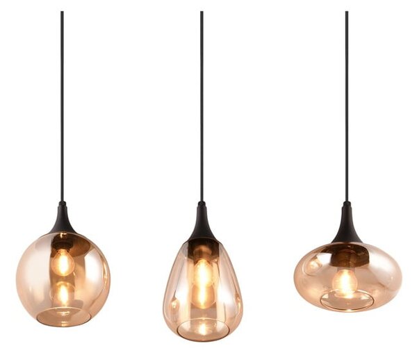 Czarno-pomarańczowa lampa wisząca ze szklanym kloszem Lumina – Trio