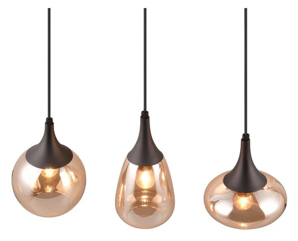 Czarno-pomarańczowa lampa wisząca ze szklanym kloszem Lumina – Trio