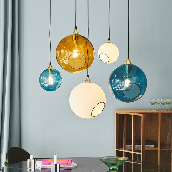 Lampa Wisząca DESIGN BY US, Ballroom, ściemnialny, niebieski, salon, szkło, design