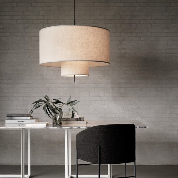 Lampa Wisząca New Works, Margin, ściemnialny, beżowy, salon, tkanina | tekstylia, design