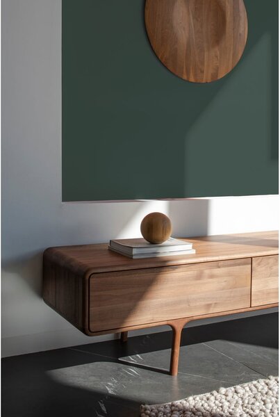 Brązowa szafka pod TV z litego drewna orzechowego 220x45x45 cm Fawn – Gazzda