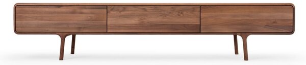 Brązowa szafka pod TV z litego drewna orzechowego 220x45x45 cm Fawn – Gazzda
