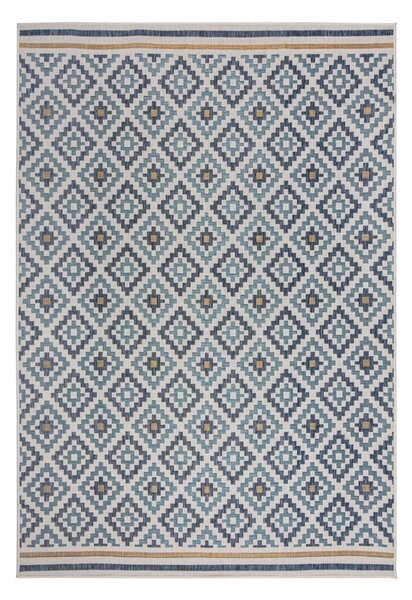 Żółto-niebieski dywan odpowiedni na zewnątrz 120x170 cm Zia Trellis – Flair Rugs