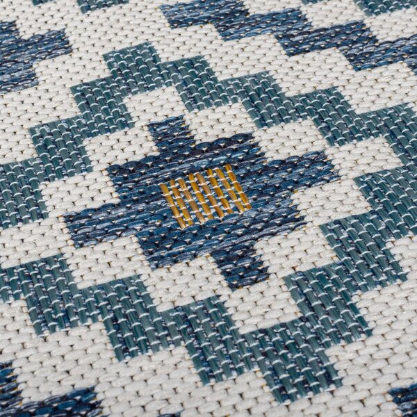 Żółto-niebieski dywan odpowiedni na zewnątrz 80x230 cm Zia Trellis – Flair Rugs