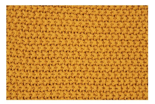 Żółty koc z bawełny z recyklingu dzianinowy 130x170 cm Santos – House Nordic