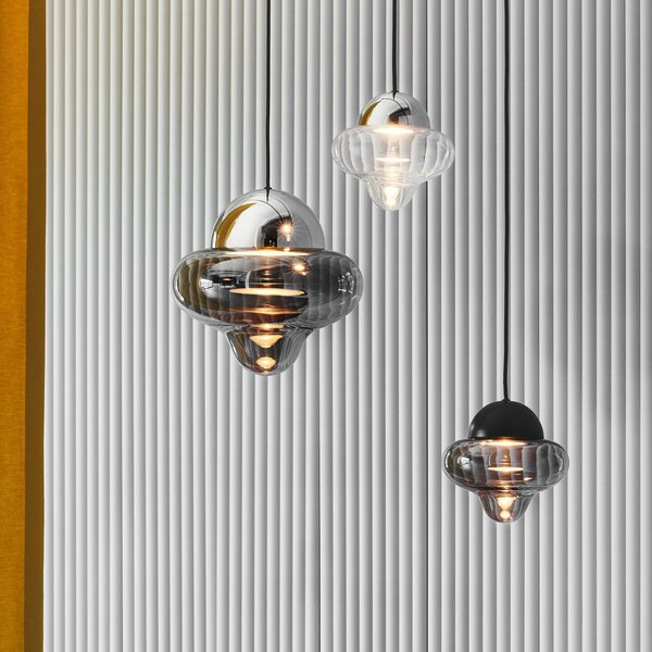Lampa Wisząca DESIGN BY US, Nutty, ściemnialny, szary, salon, szkło, design