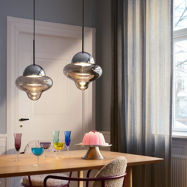 Lampa Wisząca DESIGN BY US, Nutty, ściemnialny, szary, salon, szkło, design