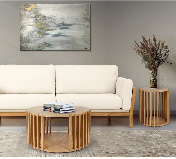 Stolik z drewna dębowego Woodman Drum, ø 83 cm