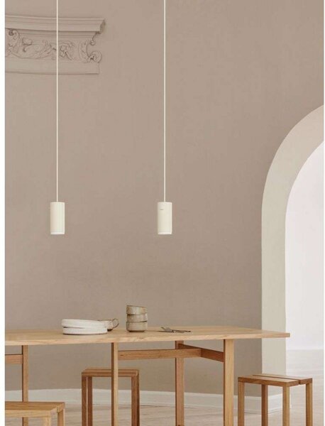 Lampa Wisząca Moebe, beżowy, salon, aluminium