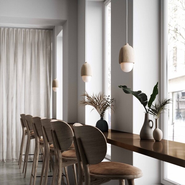 Lampa Wisząca MATER, Terho S, ściemnialny, drewniany, salon, drewno, design