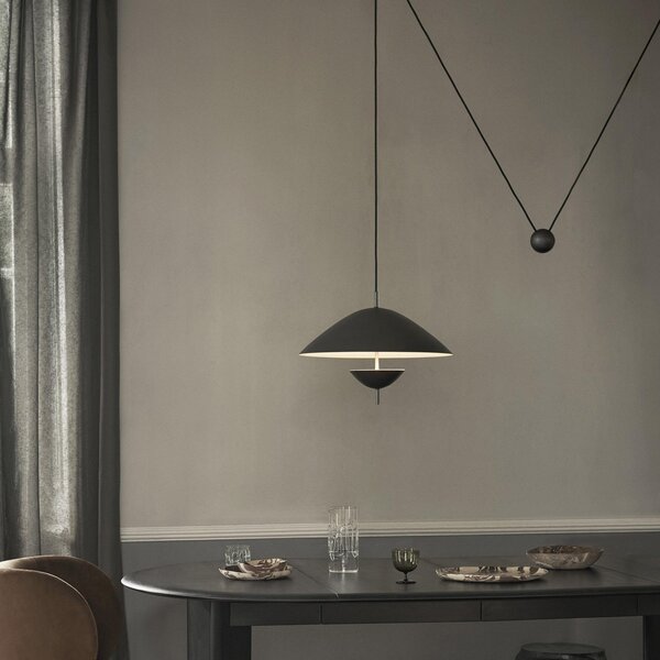 Lampa Wisząca ferm LIVING, Lod, ściemnialny, czarny, salon, metal, design
