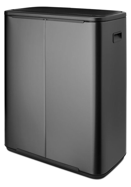Ciemnoszary stalowy kosz na śmieci do segregacji odpadów otwierany na dotyk 60 l Bo Touch Bin – Brabantia