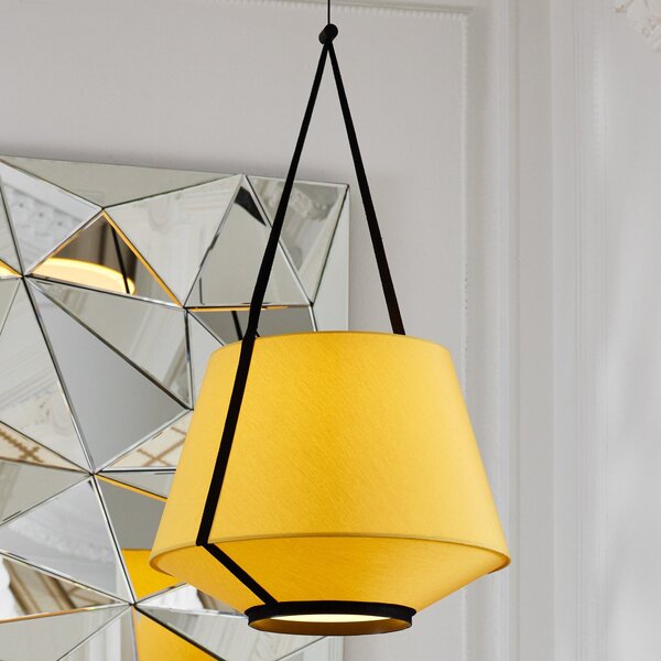 Lampa Wisząca Forestier, Carrie S, ściemnialny, żółty, salon, tkanina | tekstylia, design