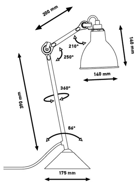 Lampa Stołowa Lampe Gras, żółty, gabinet | pracownia, metal