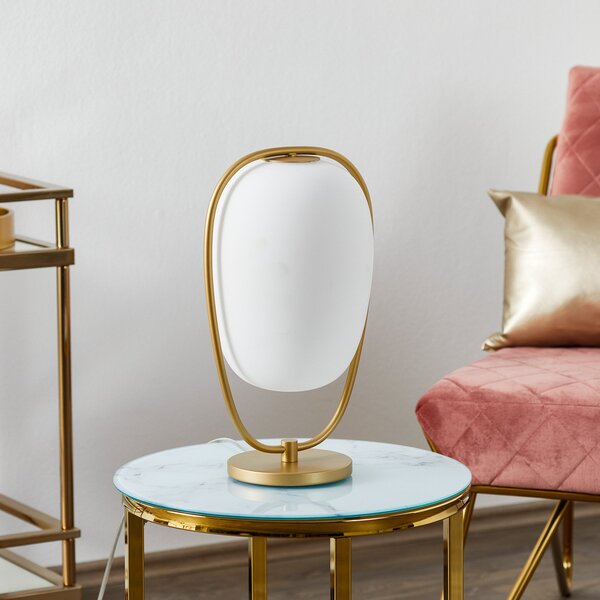 Lampa Stołowa kdln, Lannà, złoty | mosiężny, salon, szkło, design