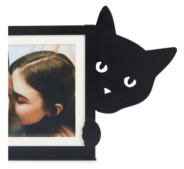 Czarna metalowa ramka stojąca 36x16 cm Hidden Cat – Balvi