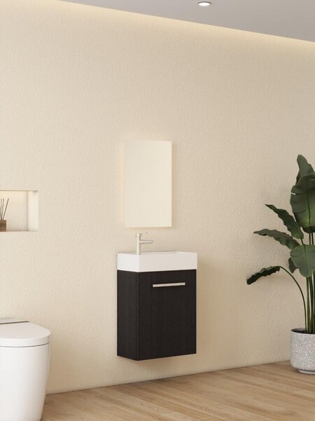 Szafka pod umywalkę - Błyszcząca biel - Kompaktowy rozmiar 45 cm z ceramiczną kolumną