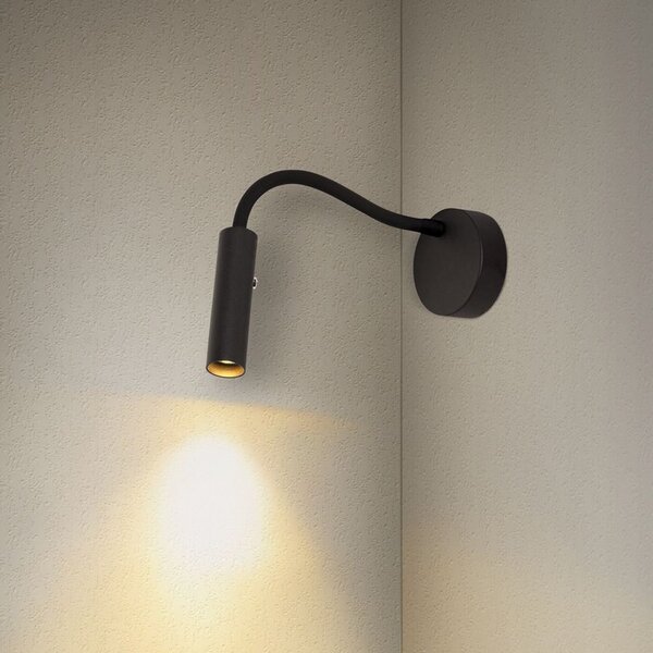 Lampa Ścienna SLV, Karpo Goose, ściemnialny, czarny, sypialnia, metal, nowoczesny