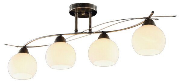 Lampa Sufitowa Lindby, Leanda, ściemnialny, antyczny mosiądz, salon, szkło, nowoczesny