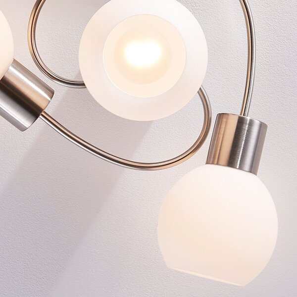 Lampa Sufitowa Lindby, Ciala, ściemnialny, metaliczny, salon, szkło, nowoczesny