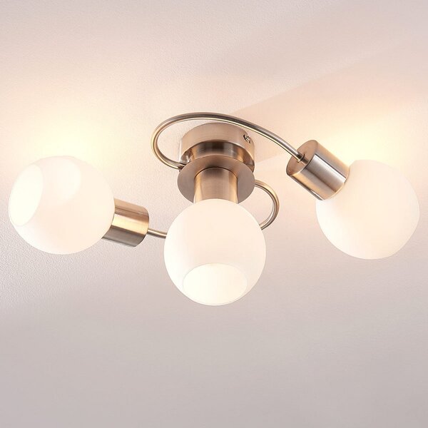 Lampa Sufitowa Lindby, Ciala, ściemnialny, metaliczny, salon, szkło, nowoczesny