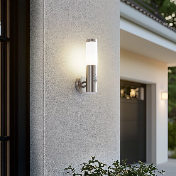 Zewnętrzna Lampa Lindby, Kristof, metaliczny, balkon, stal szlachetna, nowoczesny