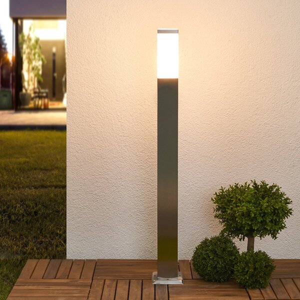 Zewnętrzna Lampa Lindby, Lorian, ściemnialny, metaliczny, taras, stal szlachetna, nowoczesny