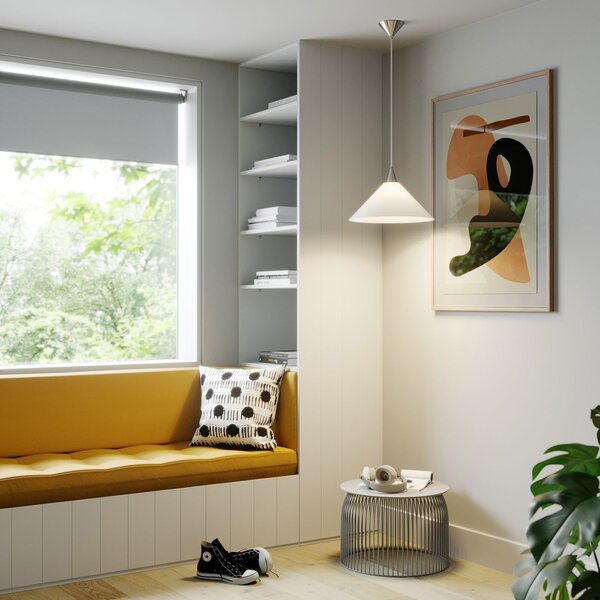Lampa Wisząca Lindby, Petra, ściemnialny, biały, kuchnia, szkło, nowoczesny