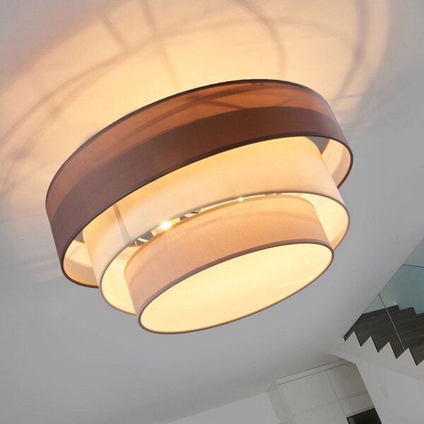Lampa Sufitowa Lindby, Melia, ściemnialny, szary, salon, tkanina | tekstylia, nowoczesny