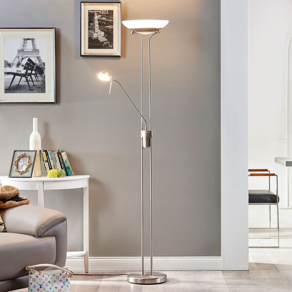 Lampa Podłogowa Lindby, Yveta, ściemnialny, metaliczny, salon, metal, nowoczesny