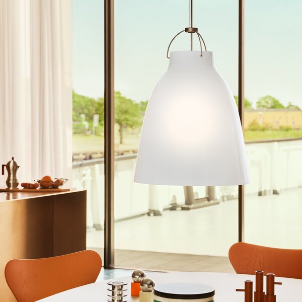 Lampa Wisząca FRITZ HANSEN, Caravaggio P3, ściemnialny, biały, salon, szkło, design