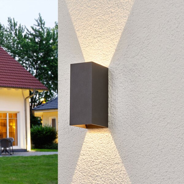 Zewnętrzna Lampa Lucande, Mikka, czarny, taras, metal, nowoczesny