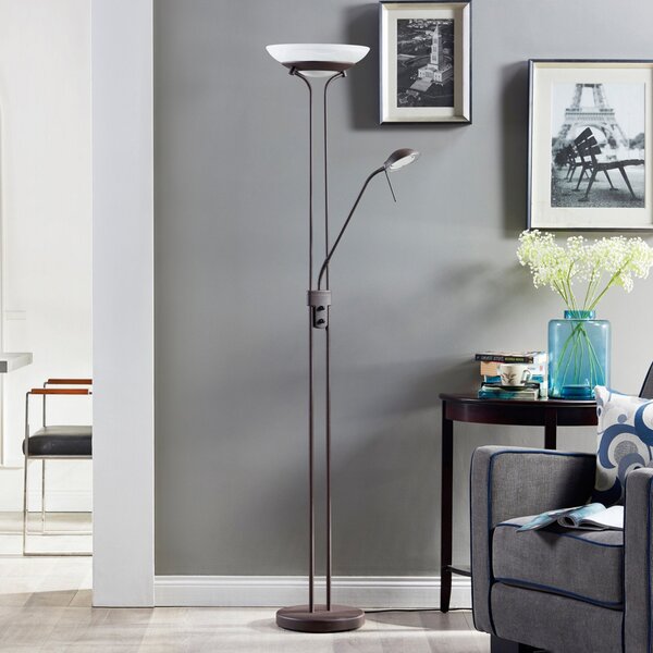 Lampa Podłogowa Lindby, Yveta, ściemnialny, brąz rdzawy, salon, metal, dworkowy | rustykalny