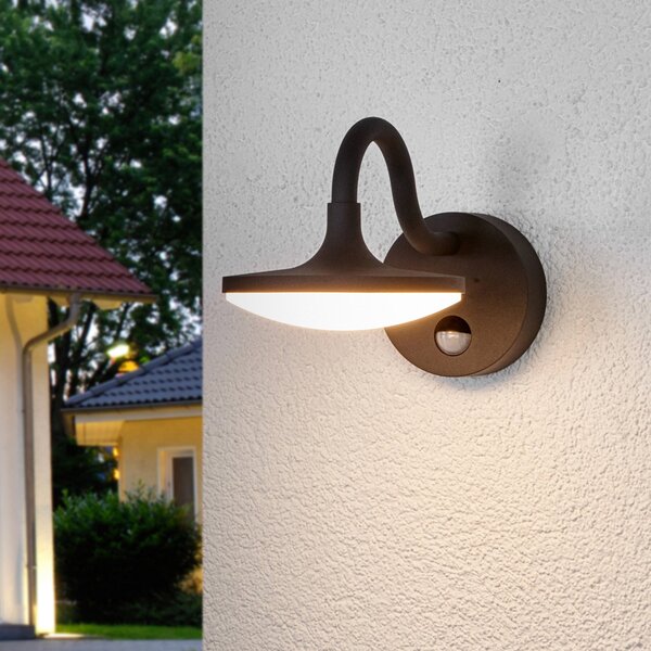 Zewnętrzna Lampa Lucande, Finny, czarny, balkon, aluminium, nowoczesny