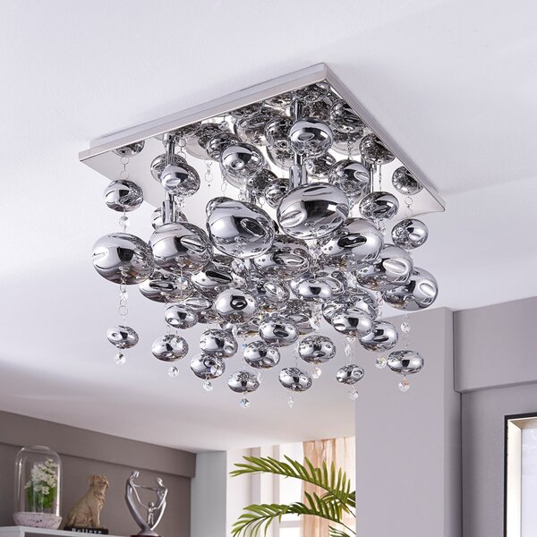 Lampa Sufitowa Lindby, Esfera, ściemnialny, metaliczny, salon, metal, nowoczesny