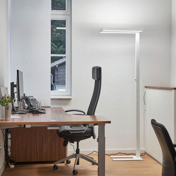 Lampa Podłogowa Arcchio, Logan Basic, ściemnialny, biały, gabinet | pracownia, aluminium, nowoczesny