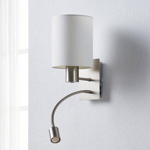 Lampa Ścienna Lindby, Shajan, biały, salon, tkanina | tekstylia, nowoczesny