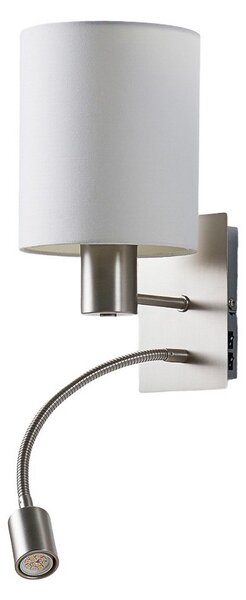 Lampa Ścienna Lindby, Shajan, biały, salon, tkanina | tekstylia, nowoczesny