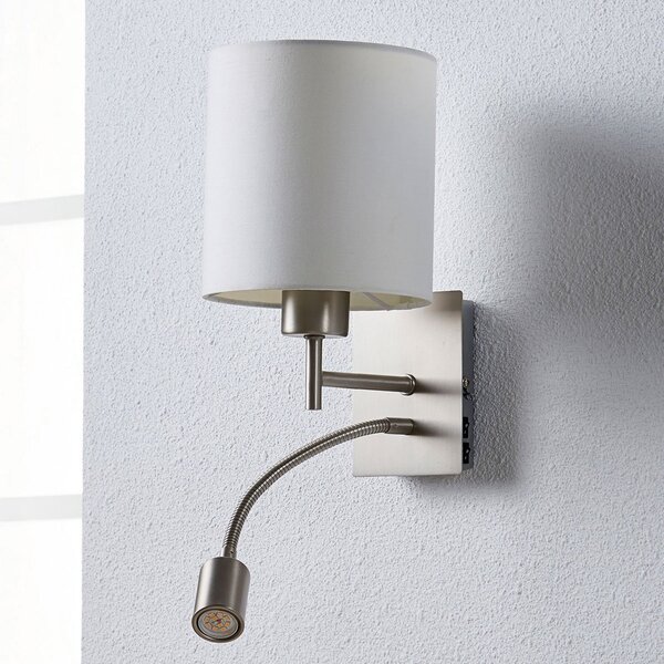 Lampa Ścienna Lindby, Camilo, biały, salon, tkanina | tekstylia, nowoczesny